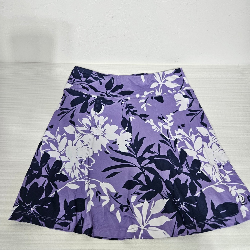 Cuddl Duds Womens Purple Floral Athletic Skort Built In Shorts Pocket Size S